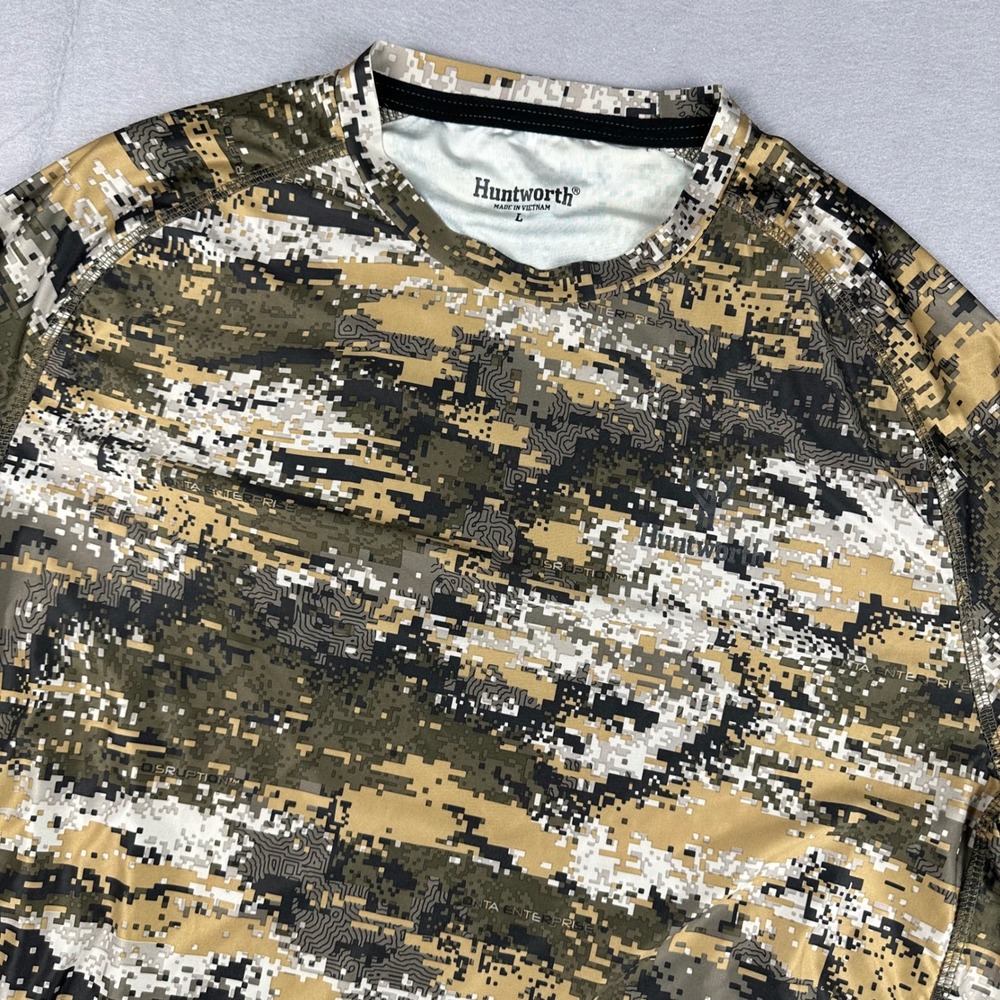 Huntworth Mens Disruption Digital Camo Long Sleeve Hunting Shirt Large